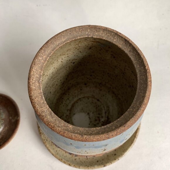 Honey Pot Lidded with Stick Pottery Handmade - Picture 4 of 6